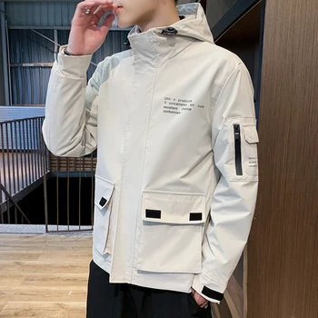 

UYUK2109 Autumn And Winter New Fashion Trend Casual Youth Quality Stand Collar Hooded Multi-pocket Men's Jacket Hombre