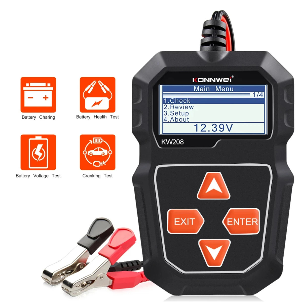 KW208Car12VBatteryTester100to2000CCAStartChargingCircuit