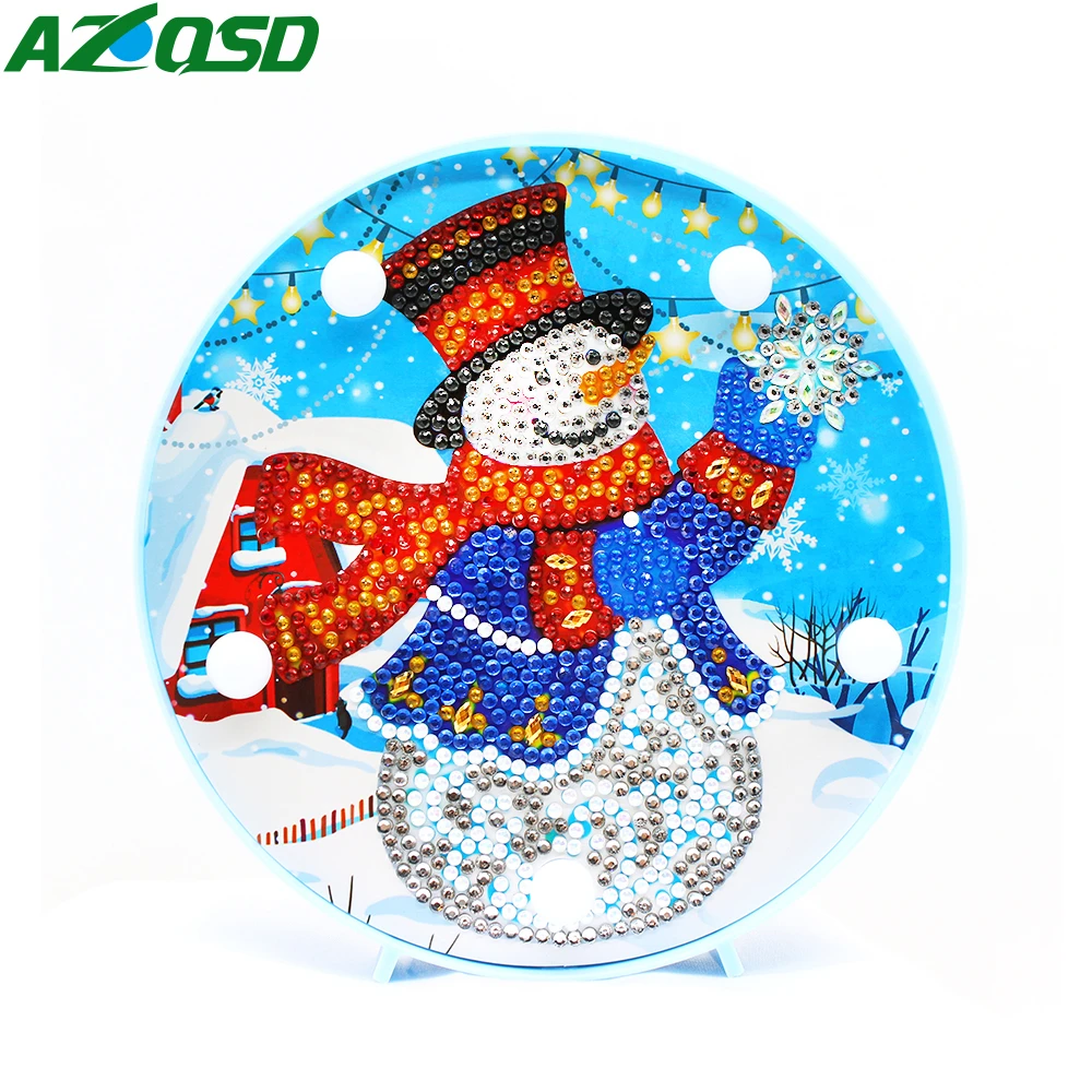 

AZQSD 5D DIY Diamond Embroidery Snowman Happy New Year Diamond Painting Cross Stitch Cartoon Partial Drilling Christmas Gift