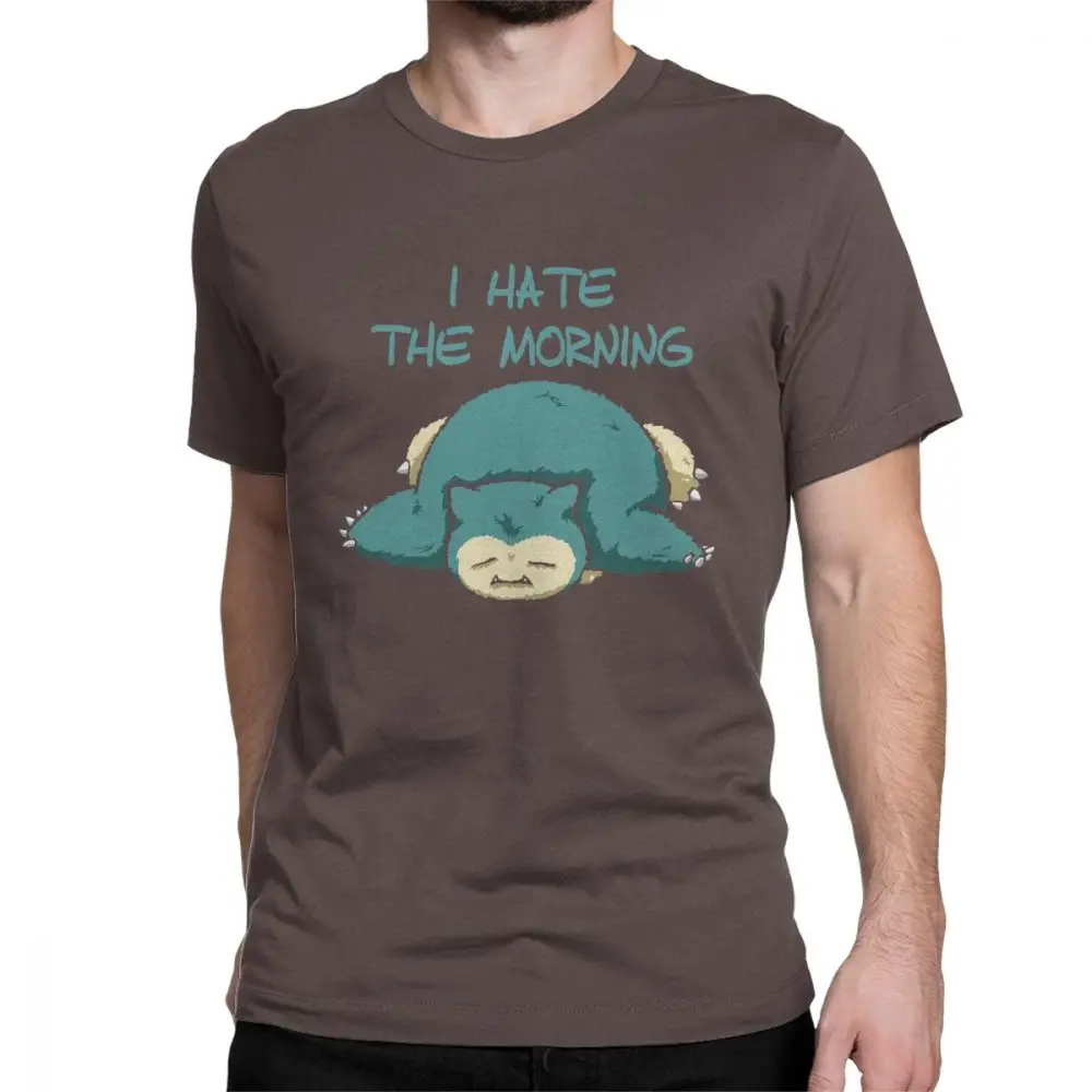 Новинка не сегодня футболки мужские пять минут Snorlax Покемон футболка аниме мужские хлопковые футболки с короткими рукавами ЛУЧШАЯ ПОДАРОЧНАЯ одежда - Цвет: I hate the morning