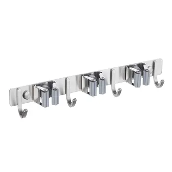 

Wall Mounted Two-in-one Broom Holder Wall Hangers SUS 304 Robe Hook Coat Racks for Bathroom Kitchen Kitchen