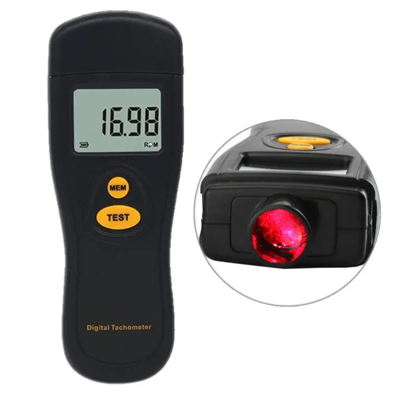 

Digital Tachometer Rotational Speed Meter Tach RPM Tester LCD Display Motor Non-Contact Photoelectric Speedometer
