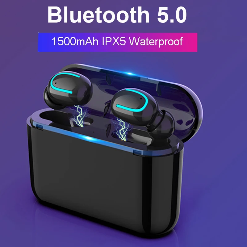 TWS Bluetooth Earphones Wireless Handsfree Headphone with Micphone Sports Earbuds Gaming Headset 1500mAh Powerbank Charging Box