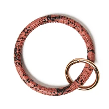 

New Arrival Snakeskin Bracelet Keychain Pink Round Bracelet Key Fob For Women Gift DOM1071298