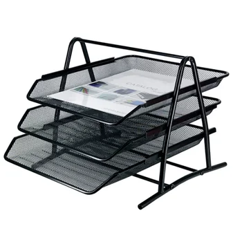 

Creative 3 Tier Office A4 Paper Organizer Document File Letter Book Brochure Filling Tray Rack Shelf Carrier Mesh Storage Holder