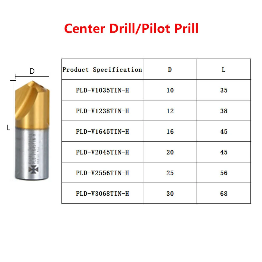 PLD-V1035TIN-H V1238 V1645 V2045 TIN V2556 VMD Drill Bits Pilot