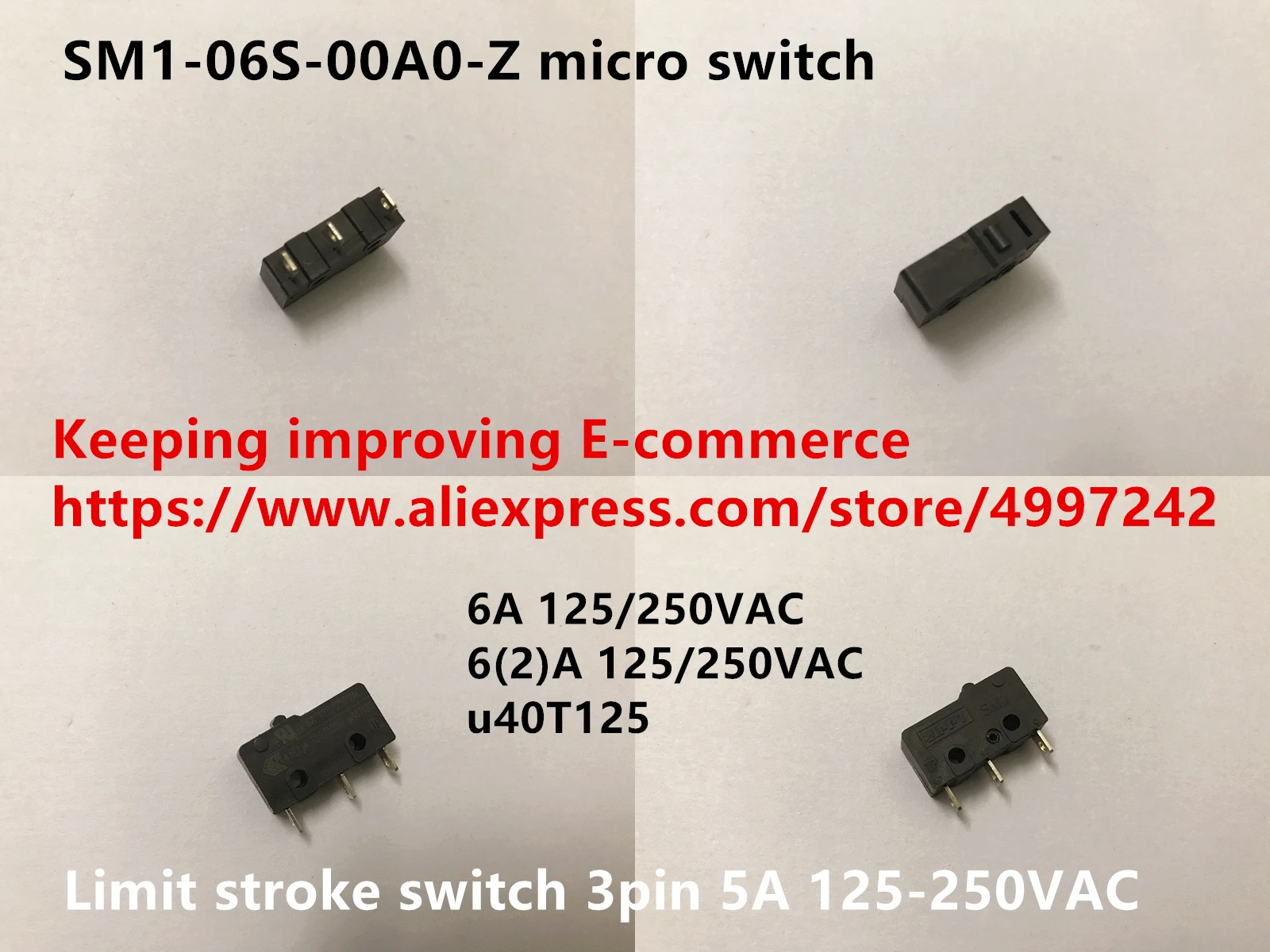 Оригинальный новый 100% SM1-06S-00A0-Z микропереключатель концевой ударный переключатель 3pin 5A 125-250VAC