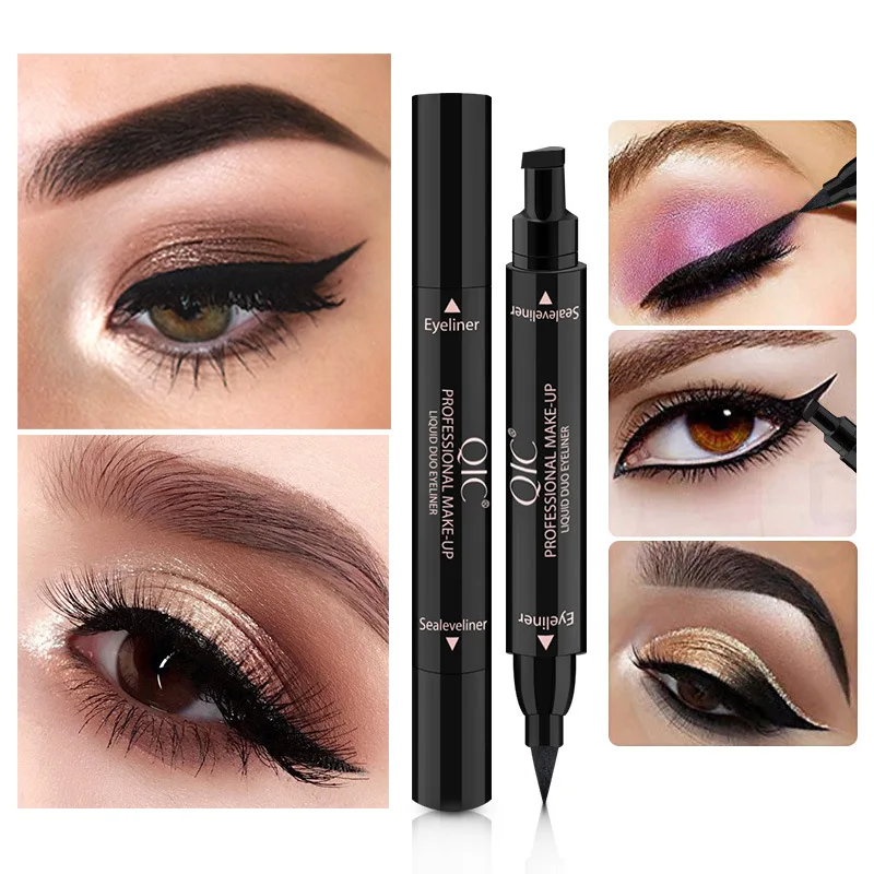 Owosc 1Pc Eyeliner Stempel Vloeibare Eyeliner Potlood Double Headed Make Postzegels Seal Pen Eyeliner Potlood Langdurige Waterdichte