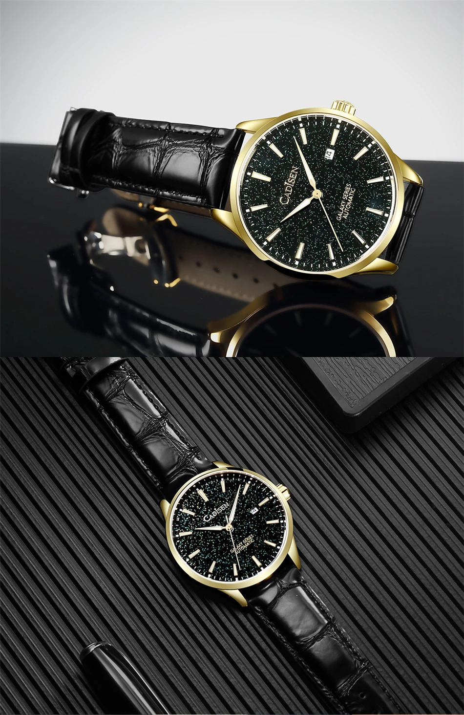 CADISEN New Pilot Series Men's Watch Luxury Sapphire Glass 100M Waterproof Automatic Watch Stainless Steel Mechanical Wristwatch