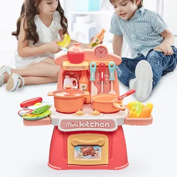 

1 Set Children's Play House Toys Girl Cutlery Set Baby Kitchen Cooking Simulation Pretend To Play with Light and Music