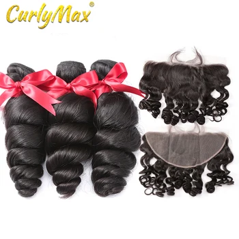

Luvin OneCut Hair Loose Wave 10-28 30 Inch Bundles Brazilian Remy Hair 100% Human Hair weaves 3 4 Bundles With 13x4 Lace Frontal