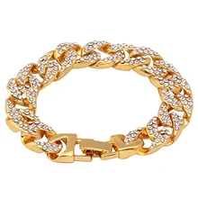 Новое поступление, Европейский хип-хоп браслет, блестящий циркон, голова дракона, пряжка, кубинская цепь, фиксирующий цвет, мужской браслет, ювелирные аксессуары