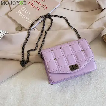 

Fashion Lattice Pattern Crossbody Handbag Women PU Leather Chain Square Casual Shoulder Flap Purse Female Messenger Bag
