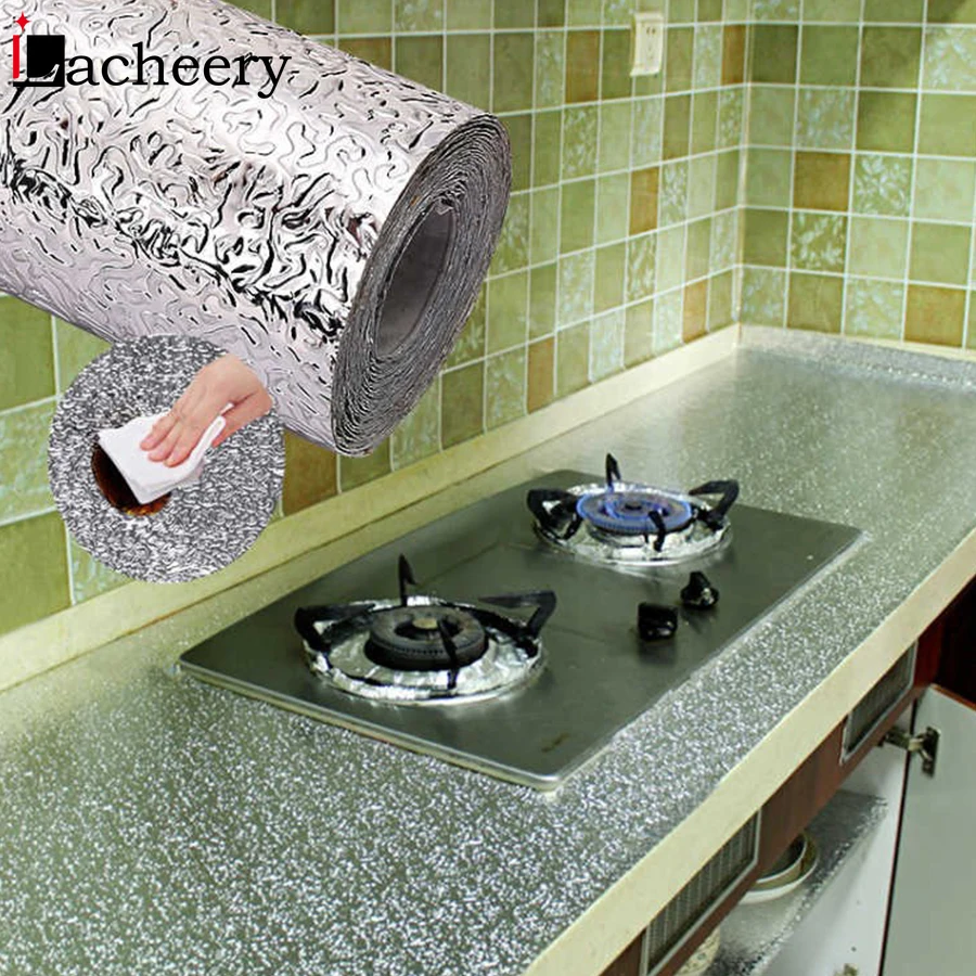 Масло для кухни из алюминиевой фольги водонепроницаемые наклейки плита столешница шкаф ящик Декор контактная бумага самоклеющаяся