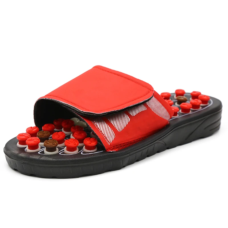 Акупунктурные массажные тапочки; сандалии для мужчин; китайская Акупрессура; медицинская вращающаяся Массажная обувь для ног в стиле унисекс - Цвет: red