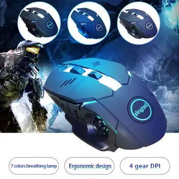 

SINGTELL Wired Gaming Mouse 6 Button LED 3000DPI Computer Mouse Gamer Mice X7 Mouse colorful mixed light For PC Laptop office