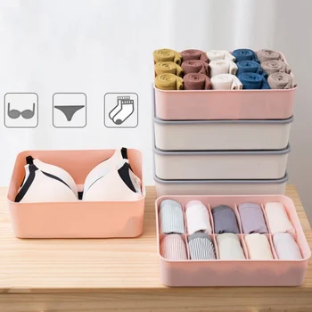 

Household Plastic Underwear Storage Box for Underwear Socks Bra Underpants Compartment Closet Organizer with Cover