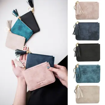 

Women Card Coin Money Key Holder Zip Soft Leather Wallet Pouch Bag Purse Handbag Casual Tassel Coin Purses Waterproof Purses