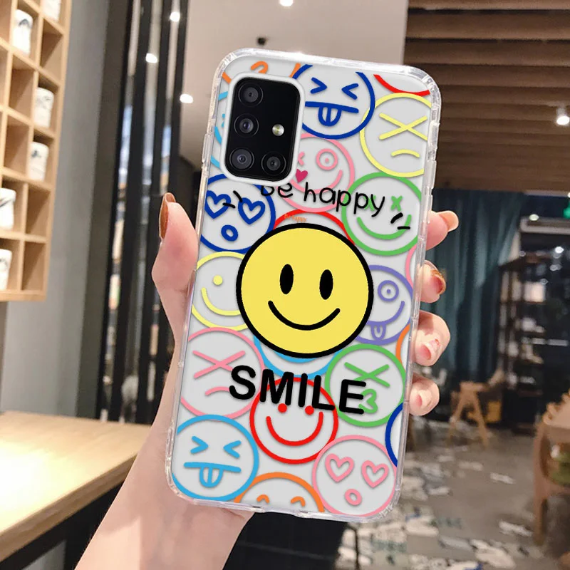 A12 Case For Samsung A51 Case Clear Funda Samsung S22 Ultra S21 A52S A32 5G 20 FE A50 A31 M31 A21S A71 A72 A13 Cute Smile Covers