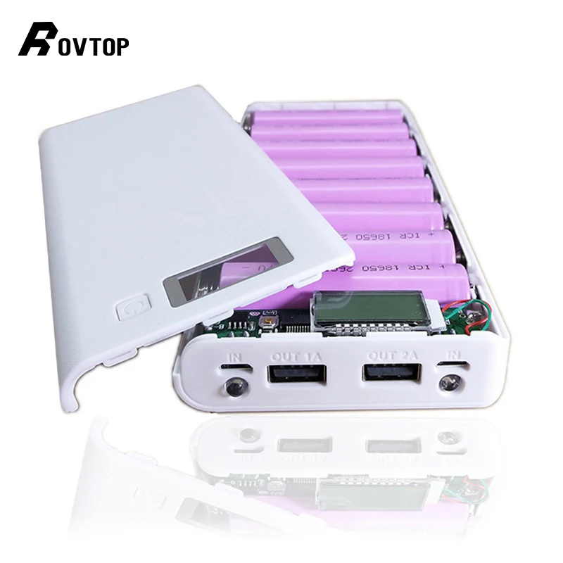 Rovtop 5V Dual USB Автомобильное зарядное устройство 8*18650 Power Bank контейнер под элемент