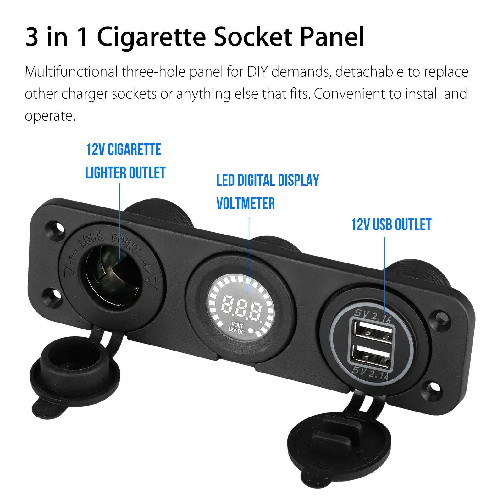 

Dual USB Charger Socket Panel Cigarette Lighter Switch Auto Accessories