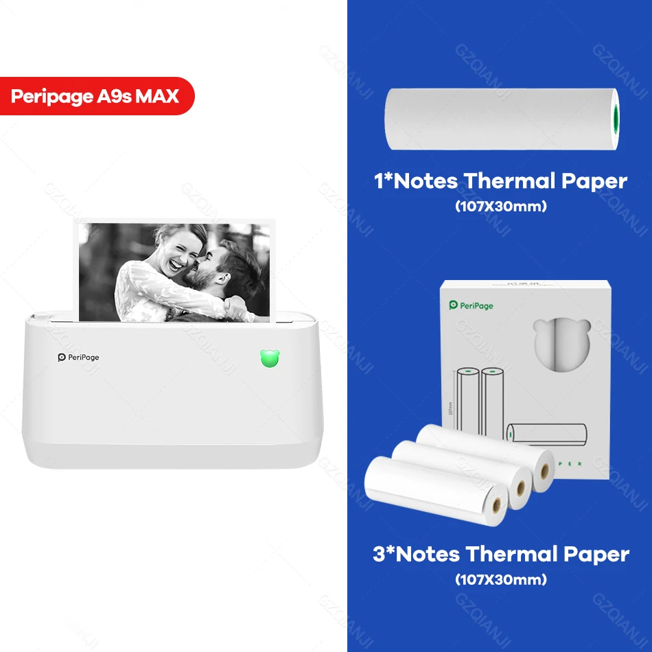 printer mini a4 Peripage A9s Max 4" Mini Portable Thermal Printer Bluetooth Mini Photo Receipt Thermal Sticker Label 107mm Printer mini handheld printer Printers