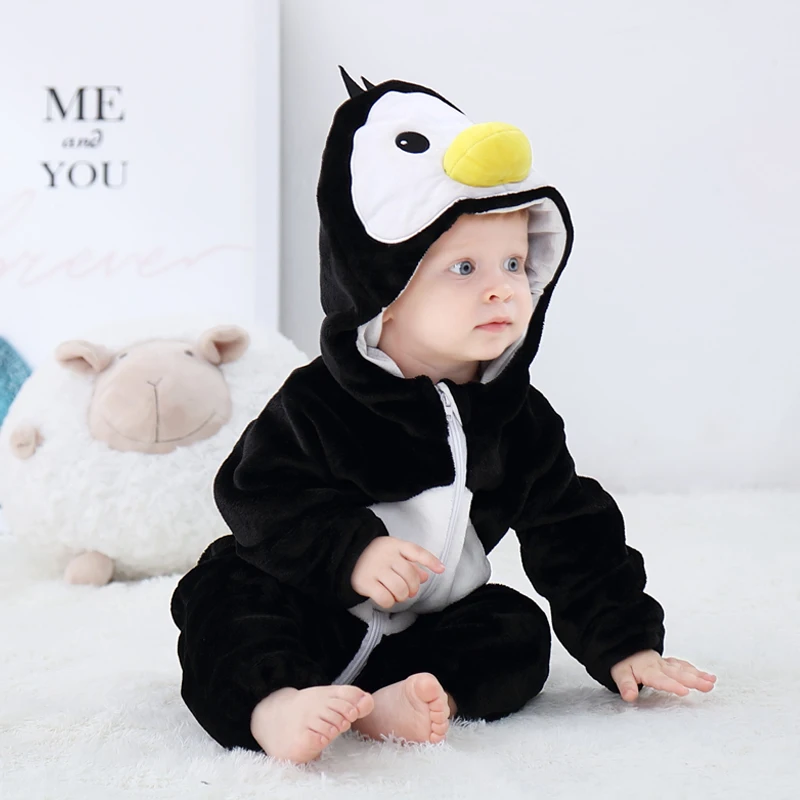 Детские комбинезоны, одежда для мальчиков и девочек костюм для новорожденных комбинезон с изображением свинки, комбинезон для младенцев, зимние пижамы-комбинезоны для малышей, ropa de bebes - Цвет: Penguin