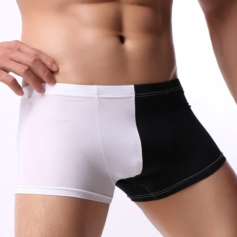 Fashion Patchwork Briefs Men Ultra-thin Breathable Boxer Seamless Underwear Color Matching |