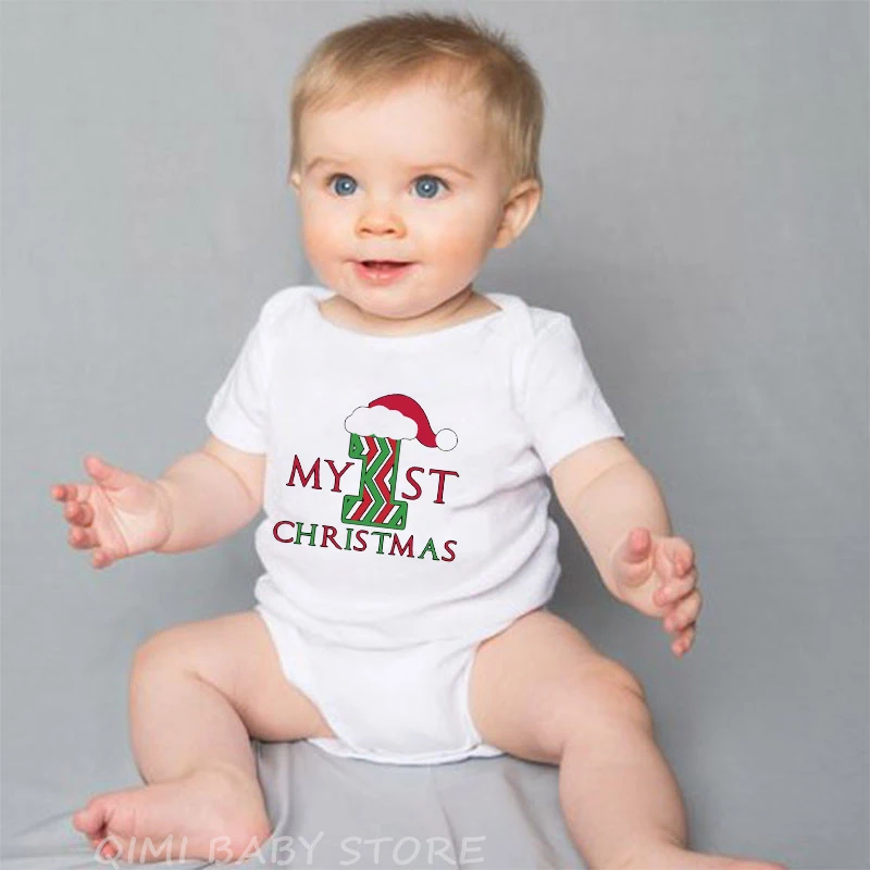 My 1st Christmas/цельный комбинезон для новорожденных мальчиков и девочек, хлопковый комбинезон с короткими рукавами для малышей, комбинезон одежды снаряжение