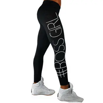 

Quick Dry English Letters Printing Long Leggings Women Long Fashion Trousers Breathable Female Slim High Elastic Clothing sale