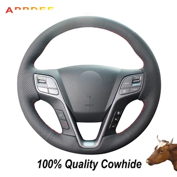 

APPDEE Black Genuine Leather Car Steering Wheel Cover for Honda City 2007-2008 Fit 2007-2008 Jazz 2007-2008