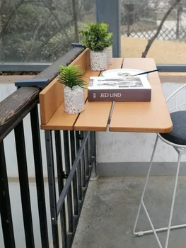 

Balcony railing hanging table Folding convenient hanging computer table home bar counter Creative lifting folding desk