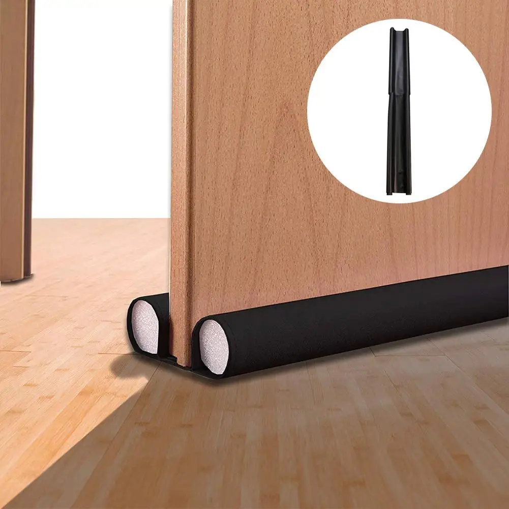 

1PCS Black Windproof Door Draft Stopper Double Sided Door Insulator Self Adhesive Tape Seal Noise Blocker For Bedroom