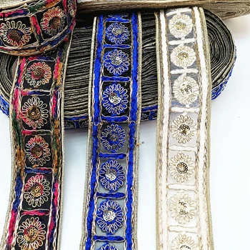 

1 Yard Ethnic Style Embroidered Lace Ribbon 7 Colors Available Decorative Embroidered Lace Trims for DIY Bridal Dress