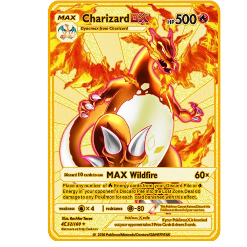 Pokemon Card Charizard Max Custom Metal Dx Card Rainbow Gold Pokemon Card-hp  500 Kids Toy Collection Card - Game Collection Cards - AliExpress