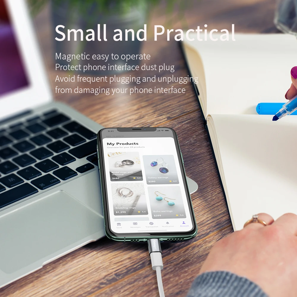 Fonken Magnetic USB-C and Micro USB Charging Adapter - Universal Magnet Cable Connector