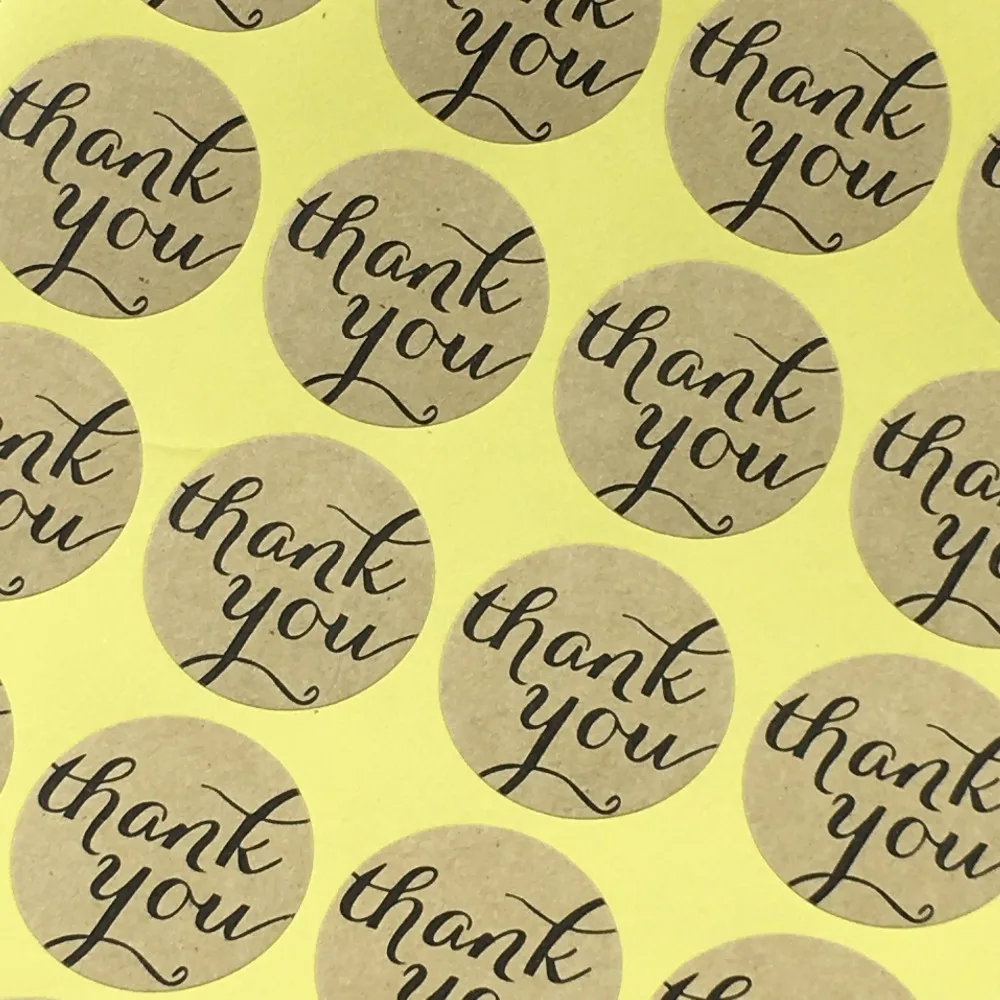 

2000PCS Kraft Sticker Labels "Thank you"Packaging Labels Baking seal Stickers Paper Self-adhesive Labels for gift/boxes/cake/bag