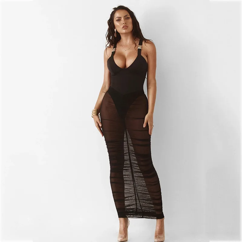 Новые модные женские сетчатые драпированные юбки черные, красные, хаки Высокая плиссированная имперская юбка недорогая одежда