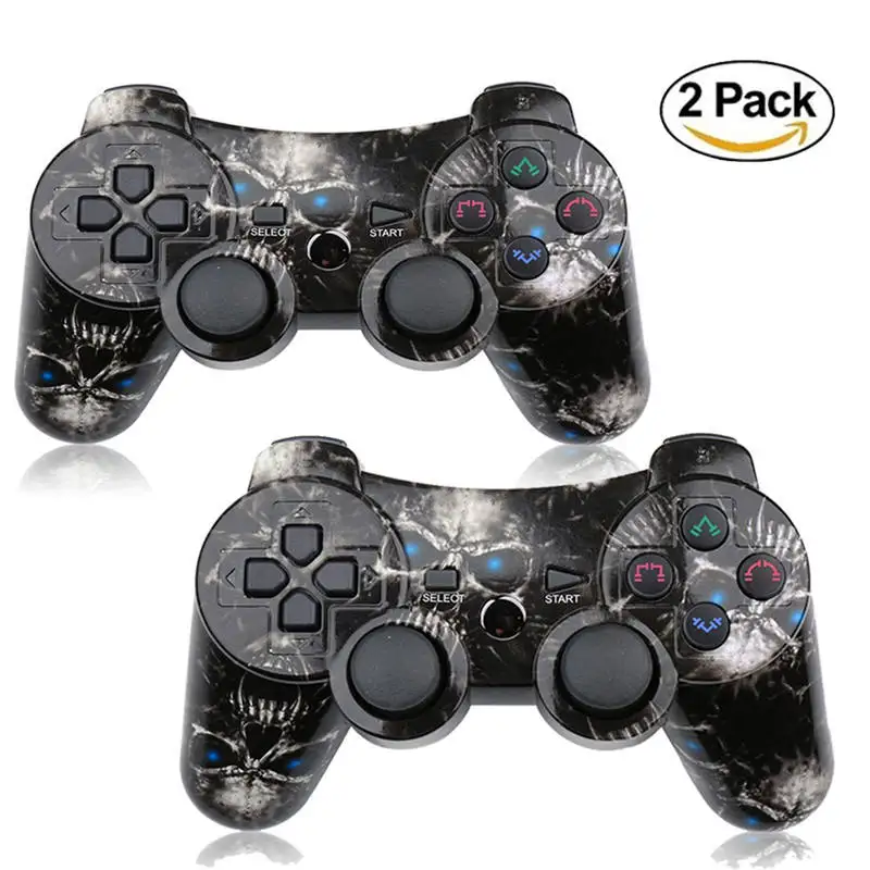 Беспроводной Bluetooth геймпад для sony PS3 контроллер playstadi3 консоль Dualshock игровой джойстик для игр геймпады пульт дистанционного управления стиль - Цвет: Skull black 2pcs