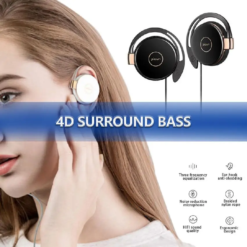 Earphones Clip On 3.5 mm Wired Headphones Stereo Ear Clips On Ear