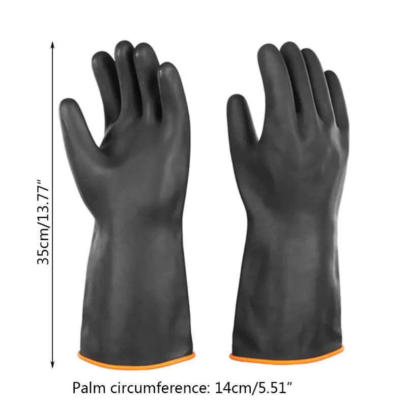 14 Inch Heavy Duty Latex Gloves Chemical Resist Strong Acid Alkali Oil Industrial Safety Work Protective Long Gauntlets Mittens