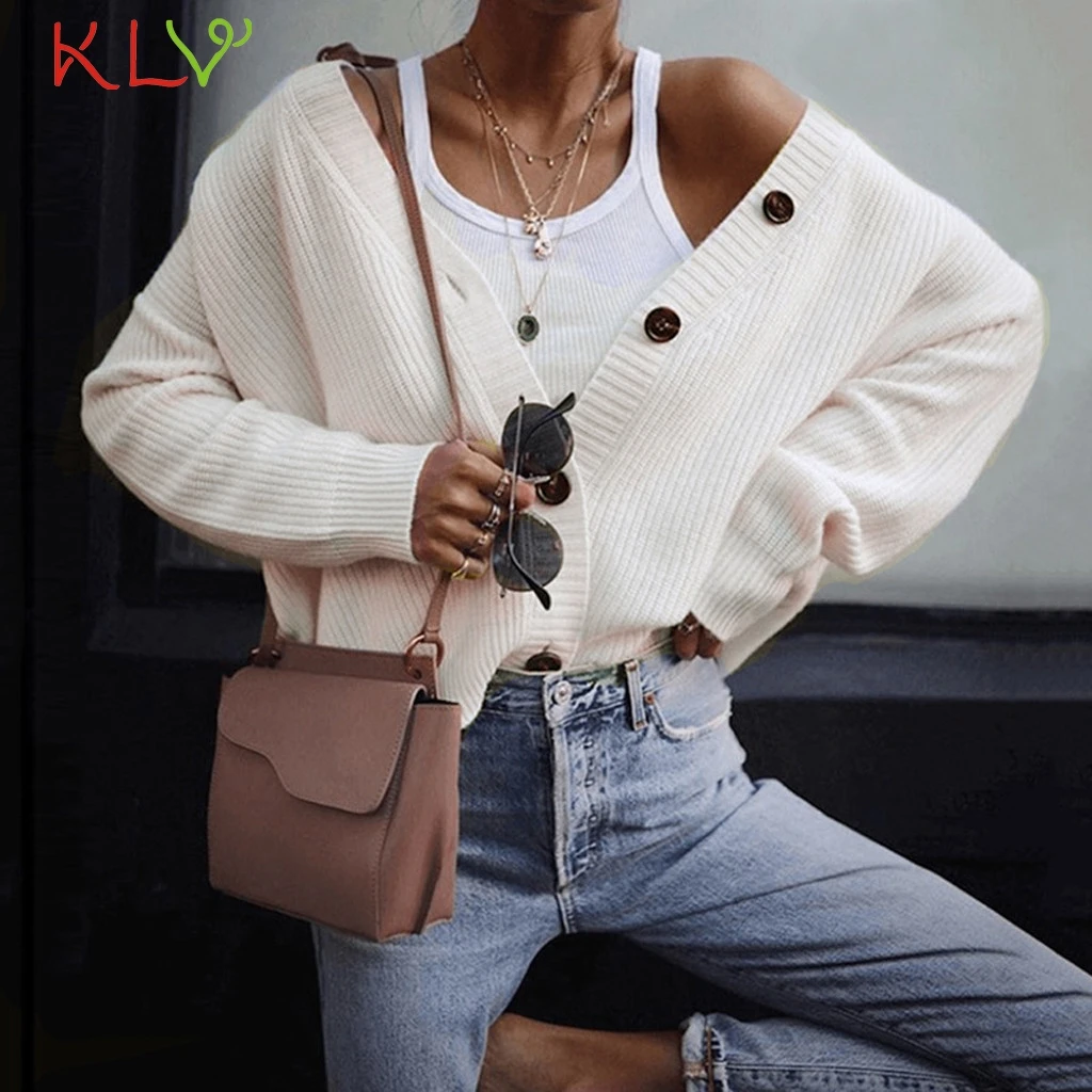 

Women Jacket Knitted Basic Buttons V-Neck Casual Long Sleeve Cardigan Windbreaker Winter 2019 Overwear Jackets Girls Coats 19Aug