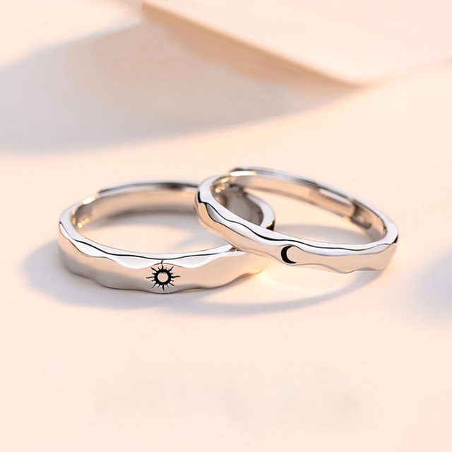 Sun Moon Paired Couple Rings For Women Men Lover Finger Silver Color Valentine's Day Matching Wedding Jewelry Gifts