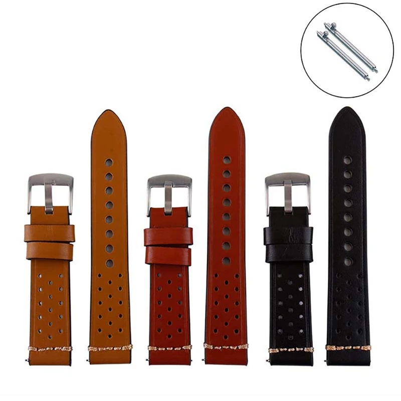 Watch Band Strap Pin Buckled Leather Wristwatch Bands Replacement Accessories With Spring Bar Watch Straps 18mm 20mm 22mm 24mm