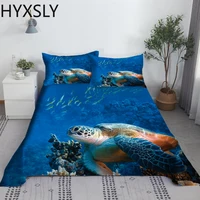2/3PCS Marine Organism Bed Sheet Set 3D Printing Underwater World Polyester Bed Flat Sheet With Pillowcase 1/1.2/1.35/1.5/1.8/2m 4