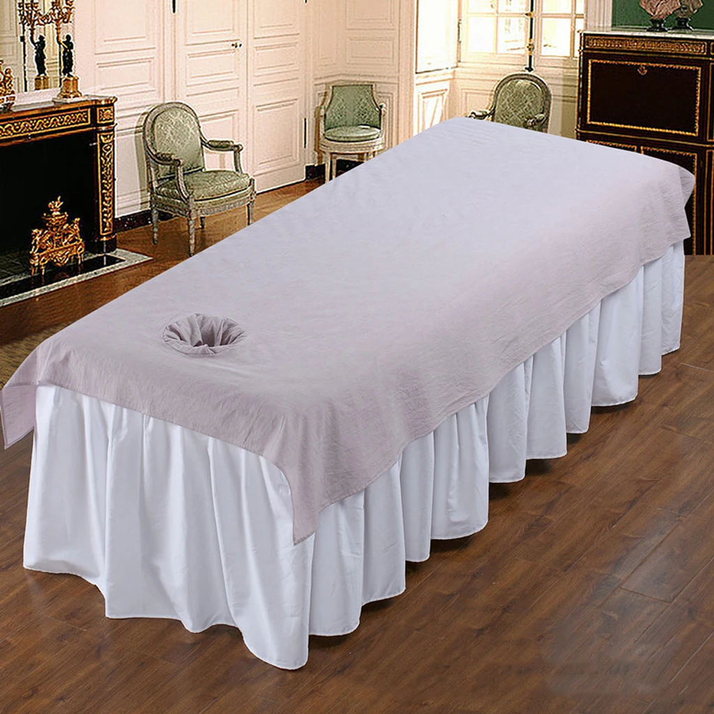 Durable Massage Table Sheet Set Acupuncture Massage Table Bed Fitted Pad Cover Sheet with Face Breath Hole for Beauty Salon SPA