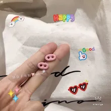 Новое поступление эксклюзивный минимализм милая розовая свинка нос серьги гвоздики Корея милые ювелирные изделия для женщин девушка лучший удача дружеский подарок