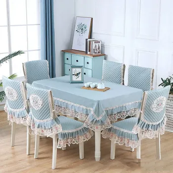 

2/8/9/13 PCS Tablecloth Chair Cushion Set Delicate Table Cloth for Wedding Dinning Table Cover Home Decor Rectangle Tablecloth W