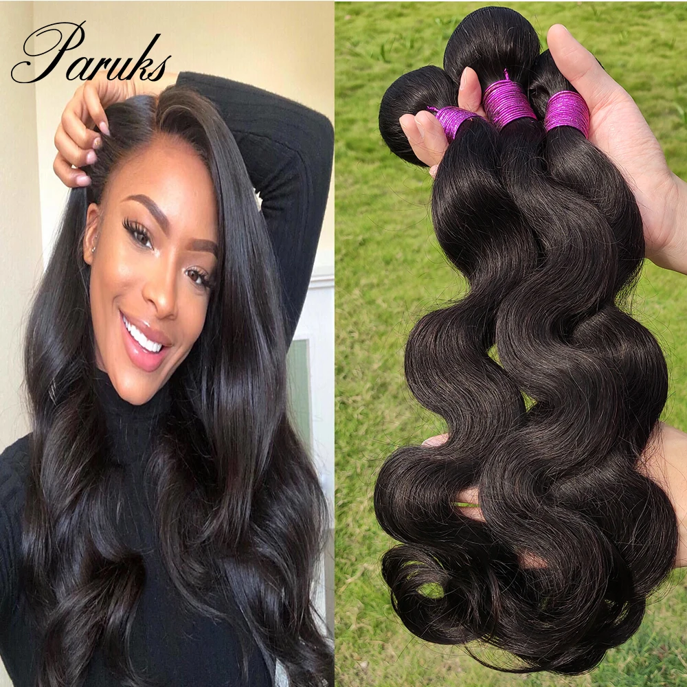 Paruks Hair Indian Body Wave Hair Bundles Double Weft 100% Human Virgin Hair Weave Indian Raw Virgin Hair Weave Bundles 8-40