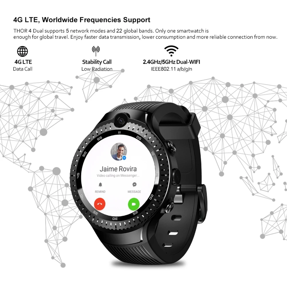 Zeblaze THOR 4 Dual 4G умные часы 5.0MP+ 5.0MP Двойная камера Android IOS часы gps/ГЛОНАСС 16 Гб wifi умные часы для мужчин